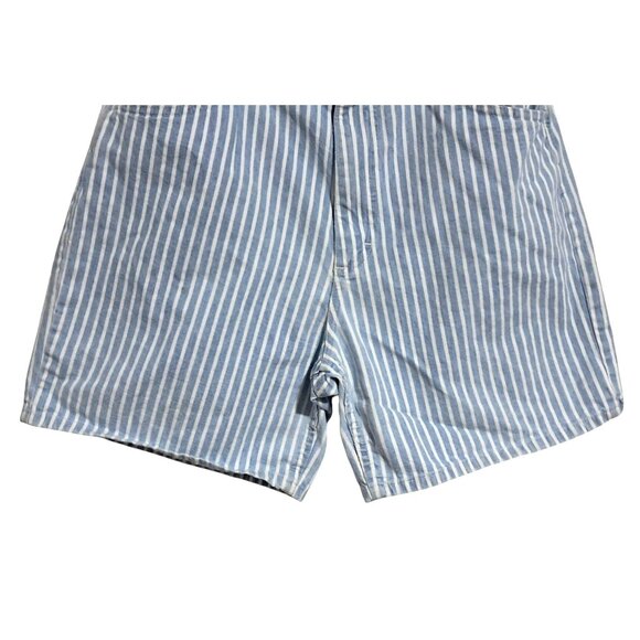 Lee Womens Vintage High Waist Striped Denim Shorts Size 14 Petite Blue & White - Picture 5 of 8